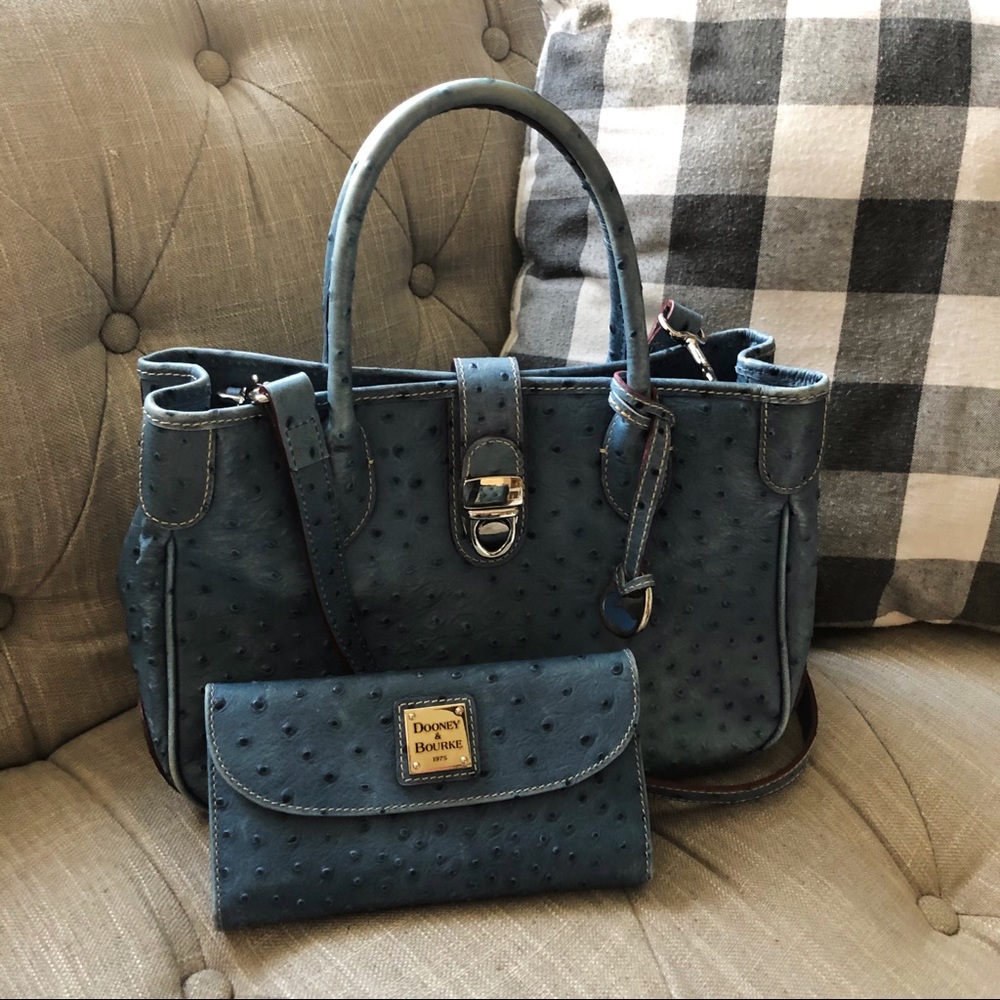 Dooney & Bourke Ostrich Leather Satchel and Wallet